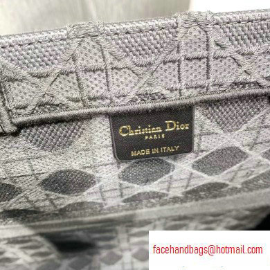 Dior Book Tote Bag in Embroidered Canvas Cannage Gray 2020