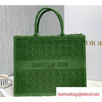 Dior Book Tote Bag in Embroidered Canvas Cannage Green 2020