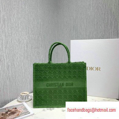 Dior Book Tote Bag in Embroidered Canvas Cannage Green 2020 - Click Image to Close