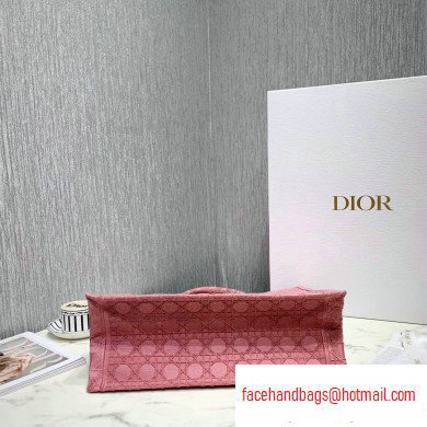 Dior Book Tote Bag in Embroidered Canvas Cannage Pink 2020