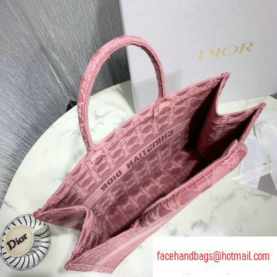 Dior Book Tote Bag in Embroidered Canvas Cannage Pink 2020