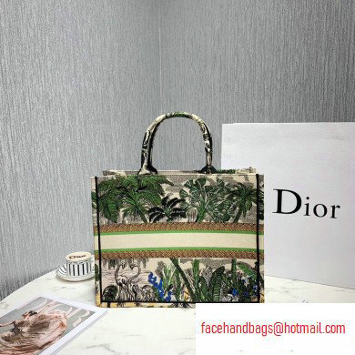 Dior Book Tote Bag in Embroidered Canvas Leaf Green Toile De Jouy Tropicalia - Click Image to Close