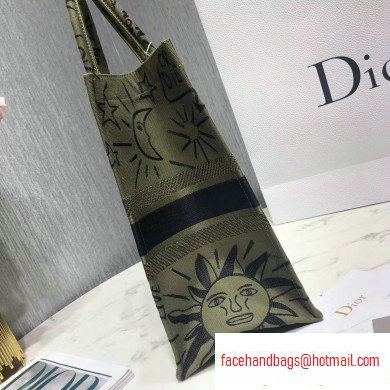Dior Book Tote Bag in Embroidered Canvas Live Or Die Army Green - Click Image to Close
