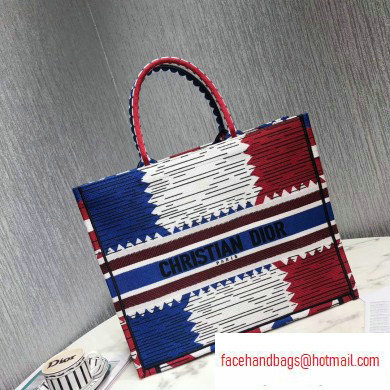 Dior Book Tote Bag in Embroidered Canvas Multicolored French Flag - Click Image to Close
