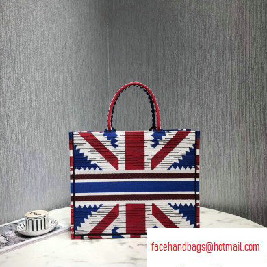 Dior Book Tote Bag in Embroidered Canvas Multicolored French Flag - Click Image to Close