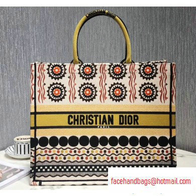 Dior Book Tote Bag in Embroidered Canvas Multicolored Geometric - Click Image to Close