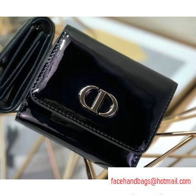 Dior Medium 30 Montaigne Patent Calfskin Lotus Wallet Black 2020 - Click Image to Close