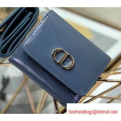 Dior Medium 30 Montaigne Patent Calfskin Lotus Wallet Denim Blue 2020 - Click Image to Close