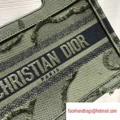 Dior Mini Book Tote Bag in Camouflage Embroidered Canvas Green 2020