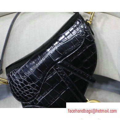 Dior Saddle Bag in Croco Pattern Black - Click Image to Close