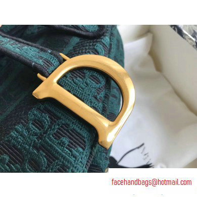 Dior Saddle Bag in Denim Oblique Embroidered Canvas Green 2020