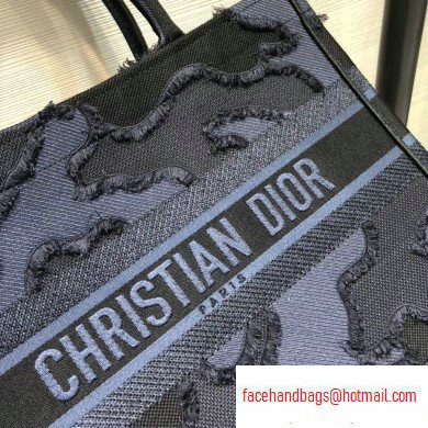 Dior Small Book Tote Bag in Camouflage Embroidered Canvas Blue 2020