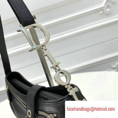 Dior Vintage Shoulder Bag with Front Zip Leather Black 2020 - Click Image to Close