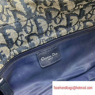 Dior Vintage Shoulder Bag with Front Zip Oblique Canvas Blue 2020