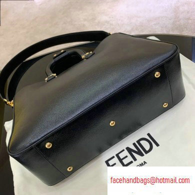 Fendi Calf Leather FF Tote Medium Bag Black 2020 - Click Image to Close