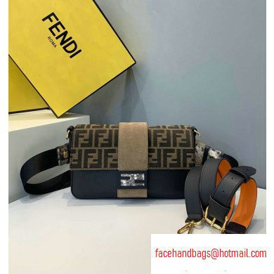 Fendi FF Jacquard Regular Baguette Belt Bag Brown/Python 2020 - Click Image to Close