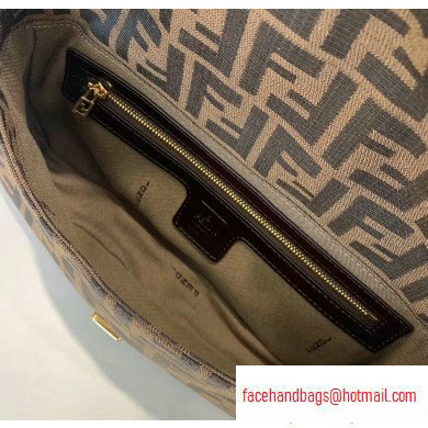 Fendi FF Motif Brown Fabric Baguette Bag Black/Gold 2019