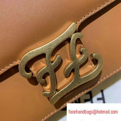 Fendi Leather FF Karligraphy Shoulder Bag Brown 2020 - Click Image to Close