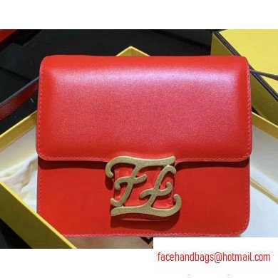 Fendi Leather FF Karligraphy Shoulder Bag Red 2020