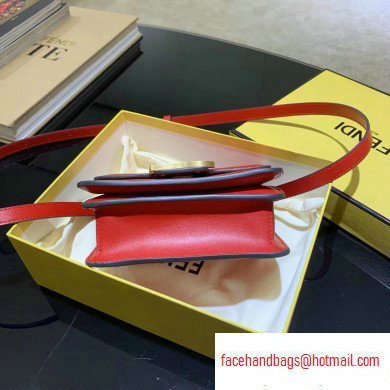 Fendi Leather FF Karligraphy Shoulder Bag Red 2020