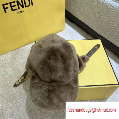 Fendi Shearling Hat Coffee with FF Motif 2020 - Click Image to Close