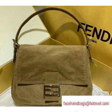 Fendi Vintage Corduroy Large Baguette Bag Khaki 2020 - Click Image to Close