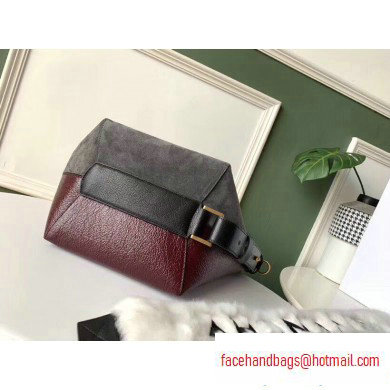 Givenchy GV Bucket Leather Bag Suede Gray/Burgundy