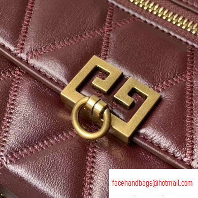 Givenchy Pocket Shoulder Bag in Diamond Quilted Leather Burgundy