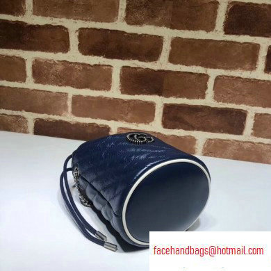 Gucci Diagonal GG Marmont Double G Mini Bucket Bag 575163 Blue/White 2020 - Click Image to Close