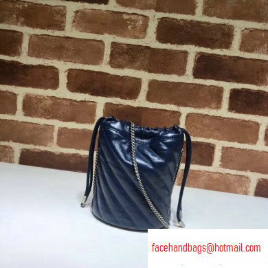 Gucci Diagonal GG Marmont Double G Mini Bucket Bag 575163 Blue/White 2020