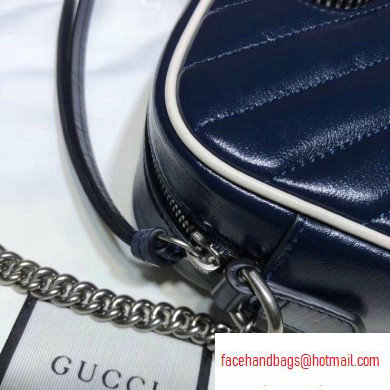 Gucci Diagonal GG Marmont Mini Shoulder Camera Bag 448065 Leather Blue/White 2020 - Click Image to Close