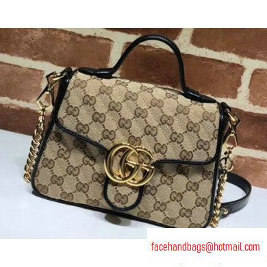 Gucci Diagonal GG Marmont Mini Top Handle Bag 583571 Canvas Black 2020 - Click Image to Close