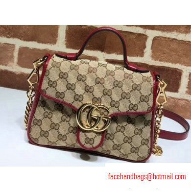Gucci Diagonal GG Marmont Mini Top Handle Bag 583571 Canvas Red 2020 - Click Image to Close