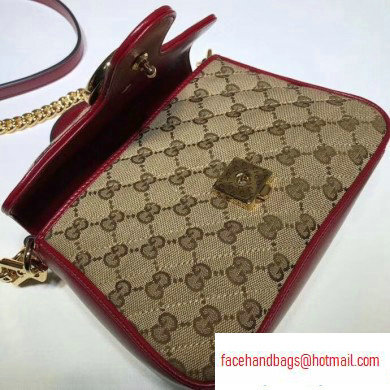 Gucci Diagonal GG Marmont Mini Top Handle Bag 583571 Canvas Red 2020 - Click Image to Close