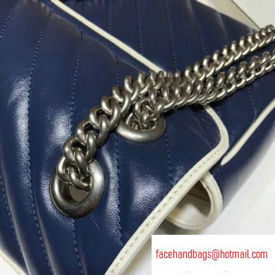 Gucci Diagonal GG Marmont Small Shoulder Bag 443497 Blue/White 2020