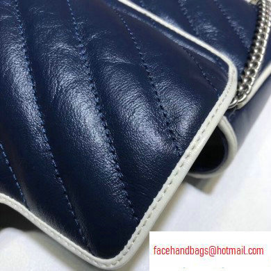Gucci Diagonal GG Marmont Super Mini Shoulder Bag 574969 Blue/White 2020