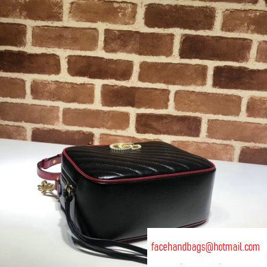 Gucci GG Marmont Small Shoulder Bag with Bamboo 602270 Black/Red 2020