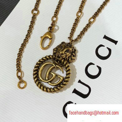 Gucci Lion Head Necklace With Double G 605864