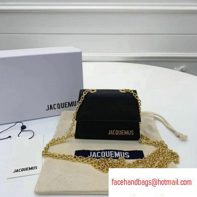 Jacquemus Leather Le Piccolo Micro Chain Bag Black - Click Image to Close