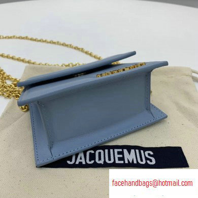 Jacquemus Leather Le Piccolo Micro Chain Bag Light Blue - Click Image to Close