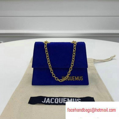 Jacquemus Leather Le Piccolo Micro Chain Bag Suede Blue