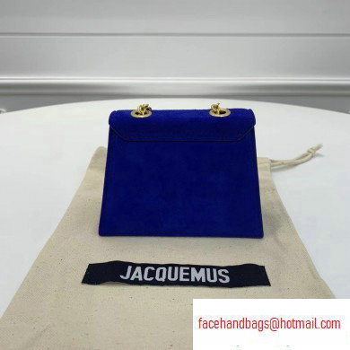 Jacquemus Leather Le Piccolo Micro Chain Bag Suede Blue