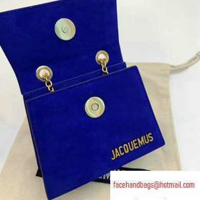 Jacquemus Leather Le Piccolo Micro Chain Bag Suede Blue - Click Image to Close