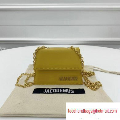 Jacquemus Leather Le Piccolo Micro Chain Bag Yellow - Click Image to Close
