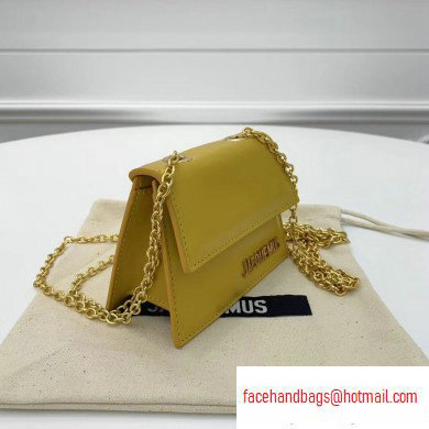 Jacquemus Leather Le Piccolo Micro Chain Bag Yellow