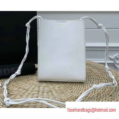 Jil Sander Tangle Small Leather Crossbody and Shoulder Bag White