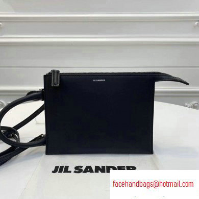 Jil Sander Tootie Leather Crossbody and Clutch Bag Black