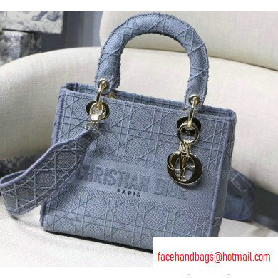 Lady Dior Medium Bag in Embroidered Canvas Gray 2020