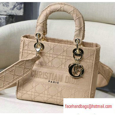 Lady Dior Medium Bag in Embroidered Canvas Nude 2020 - Click Image to Close