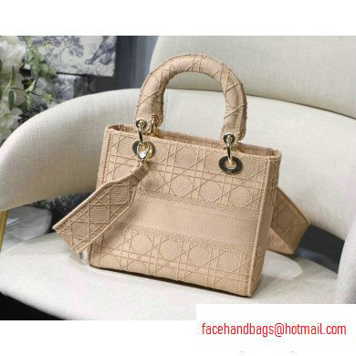 Lady Dior Medium Bag in Embroidered Canvas Nude 2020